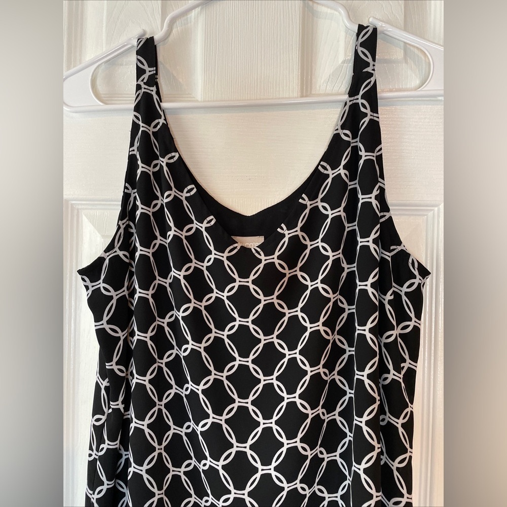 Chico's Black White Tank Top Scoop Neck Blouse Size 8/10 - Picture 5 of 16